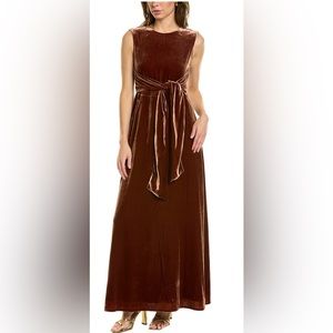 LAFAYETTE 148 NEW YORK
Talana Sleeveless Tie-Waist Calf-Length Velvet Dress Rust